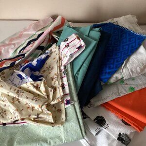 A Bundle Bag of Colored Colorful Fabric Material Scraps Quilting Sewing Crafting